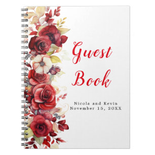 Romantic Red Roses Floral Wedding Notebook