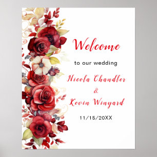 Romantic Red Roses Floral Wedding Poster
