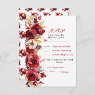 Romantic Red Roses Floral Wedding RSVP