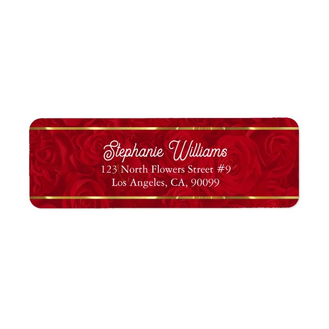 Romantic Red Roses Gold Stripes Accent (Front)