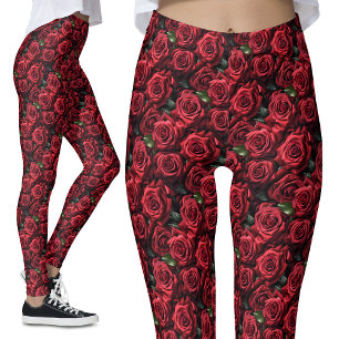 Romantic Red Roses Gothic Alternative Floral Leggings