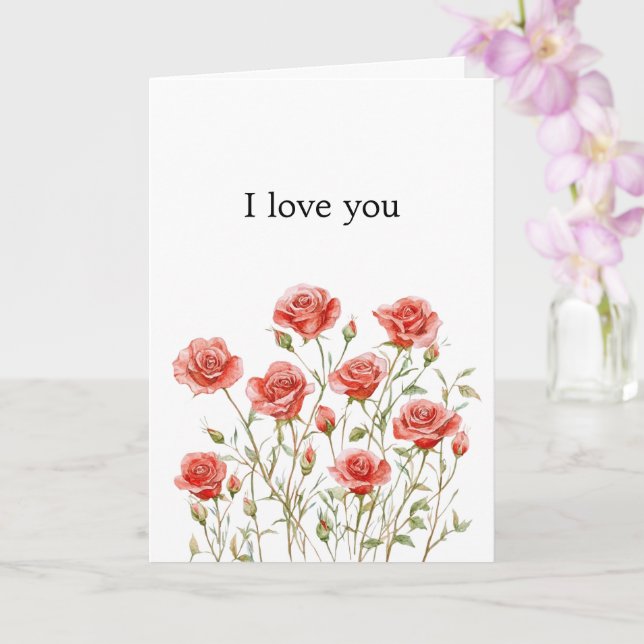 Romantic Red Roses Love Card (Orchid)