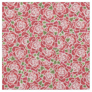 Romantic Red Roses Pattern Fabric