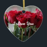 Romantic Red Roses Personalised<br><div class="desc">Nothing says love than the gift of red roses. Here we have collected a beautiful bouquet and put them on this lovely ceramic heart ornament. Whether for the holiday of love Valentine's Day or for your anniversary this red roses designed heart is perfect for the ones you love. On both...</div>