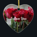 Romantic Red Roses Personalised Ceramic Tree Decoration<br><div class="desc">Nothing says love than the gift of red roses. Here we have collected a beautiful bouquet and put them on this lovely ceramic heart ornament. Whether for the holiday of love Valentine's Day or for your anniversary this red roses designed heart is perfect for the ones you love. On both...</div>