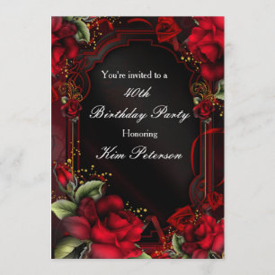 Romantic Red Roses Silk Birthday Party Invitation
