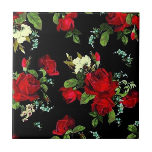 Romantic. Red Roses. Tile (Front)