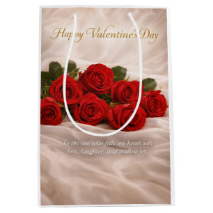 Romantic Red Roses Valentine’s Day Greeting Card Medium Gift Bag