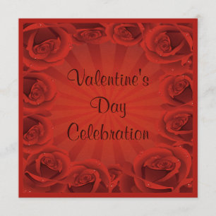 Romantic Red Roses Valentine's Day Celebration Invitation