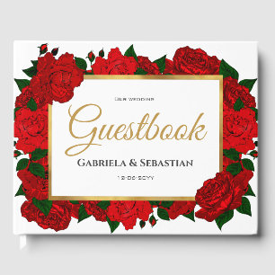 Romantic Red Roses Wedding Guest Book