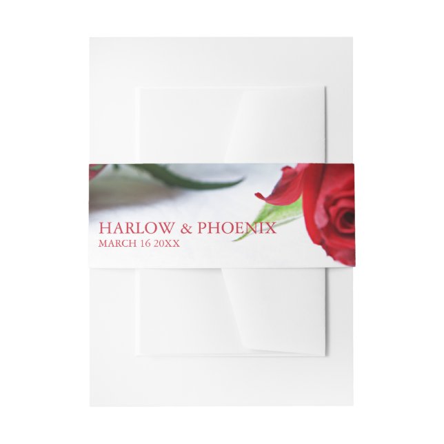 Romantic Red Roses Wedding Invitation Belly Band (Front Example)