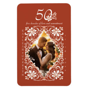 Romantic Red Rust 50 Anniversary Photo Magnet