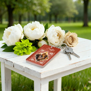 Romantic Red Rust 50th Anniversary Photo Keychain