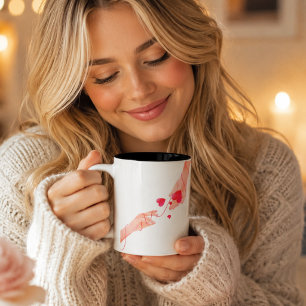 "Romantic Red String of Fate Hands & Hearts – Eter Large Coffee Mug
