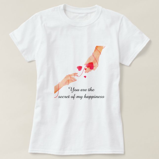 "Romantic Red String of Fate Hands & Hearts – Eter T-Shirt (Design Front)