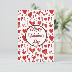 Romantic Red Valentine’s Day Card with Hearts