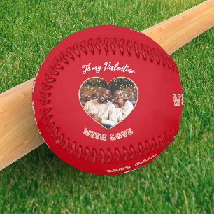 Romantic Red Valentine's Day Custom Photo & Text Baseball