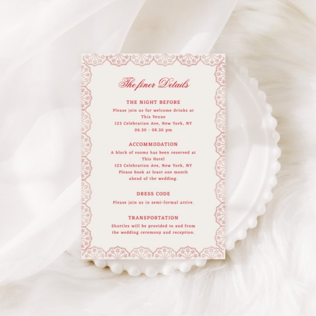 Romantic Red Vintage Monogram Crest Wedding Enclosure Card (Creator Uploaded)