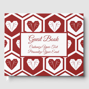 Romantic Red White Glass Hearts Pattern Guest Book