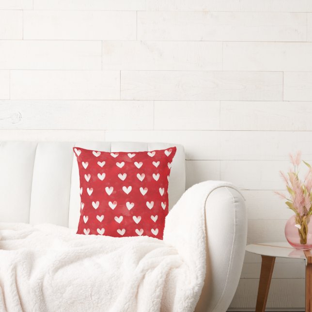 Romantic Red White Hearts XOXO Cushion (Couch)