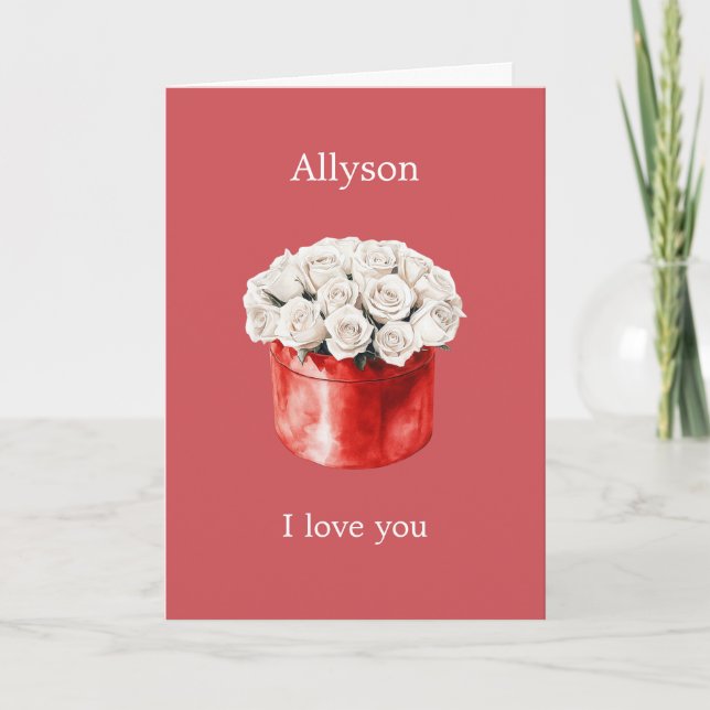 Romantic Red White Roses Love Card (Front)