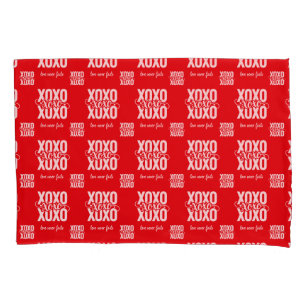 Romantic Red XOXO Love Never Fails Valentines Pillowcase