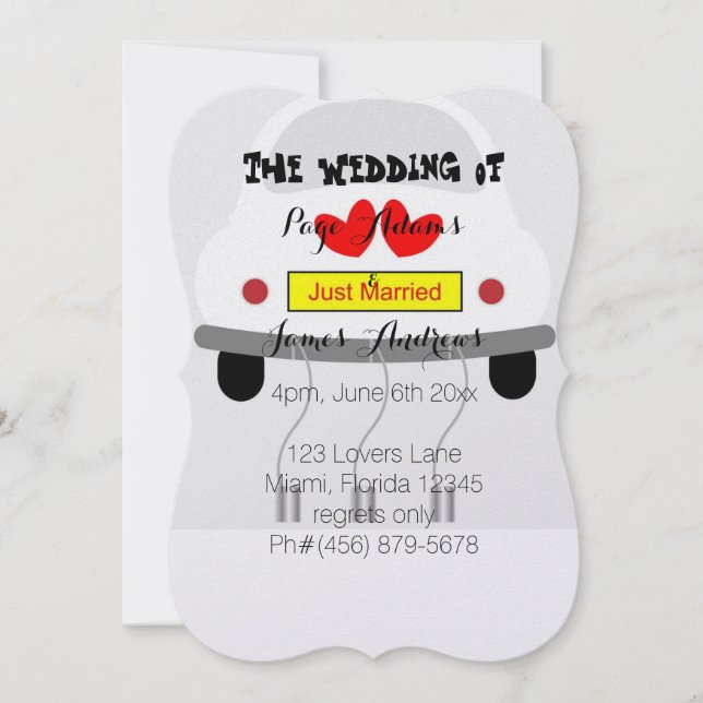 Romantic Retro Car Wedding Bridal Shower Invitation (Front)