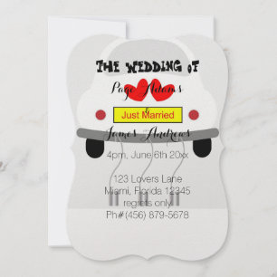 Romantic Retro Car Wedding Bridal Shower Invitation