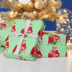 ROMANTIC RETRO CHRISTMAS COUPLE WRAPPING PAPER