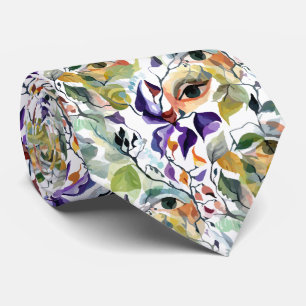 Romantic Retro Vintage Foliage Pastel Eyes Tie