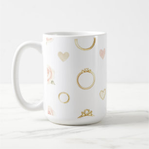 Romantic Rings and Roses Seamless Pattern Coffee Mug