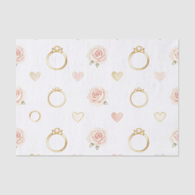 Romantic Rings and Roses Seamless Pattern Tissue Paper (Front)