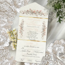 Romantic Rose Arc Borders & Calligraphy - Cream