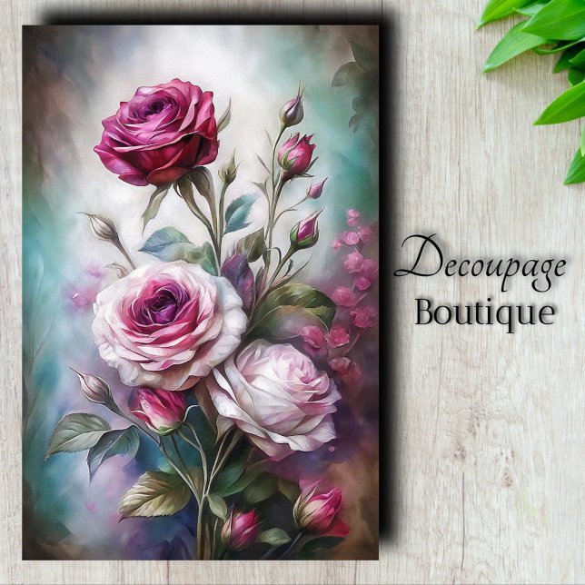 Romantic Rose Art Decoupage Tissue Paper (Romantic Rose Art Decoupage Tissue Paper)