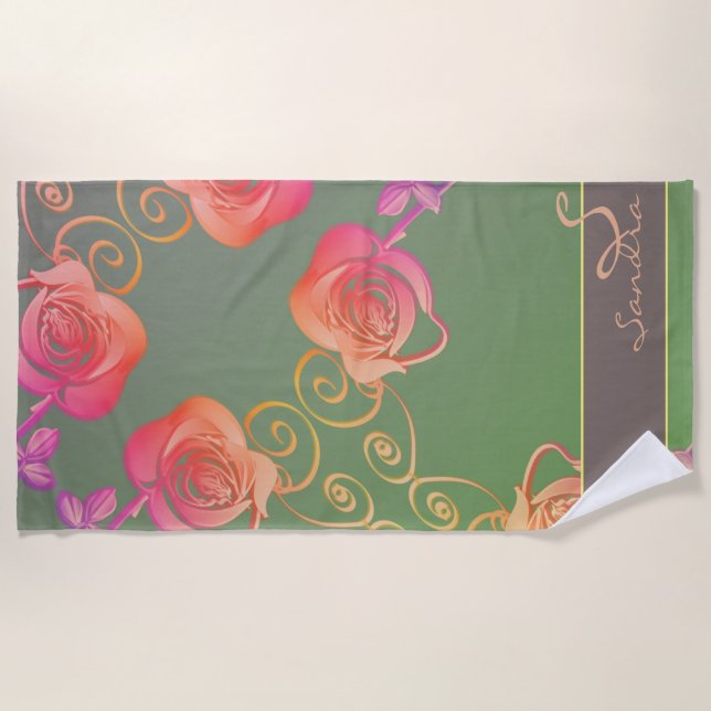 Romantic Rose  Beach Towel (Front)