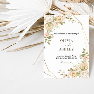 Romantic Rose Bloom Wedding Elegant Floral Party Invitation