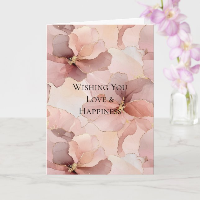 Romantic Rose Blush Pink Gold Floral Wedding Card (Orchid)