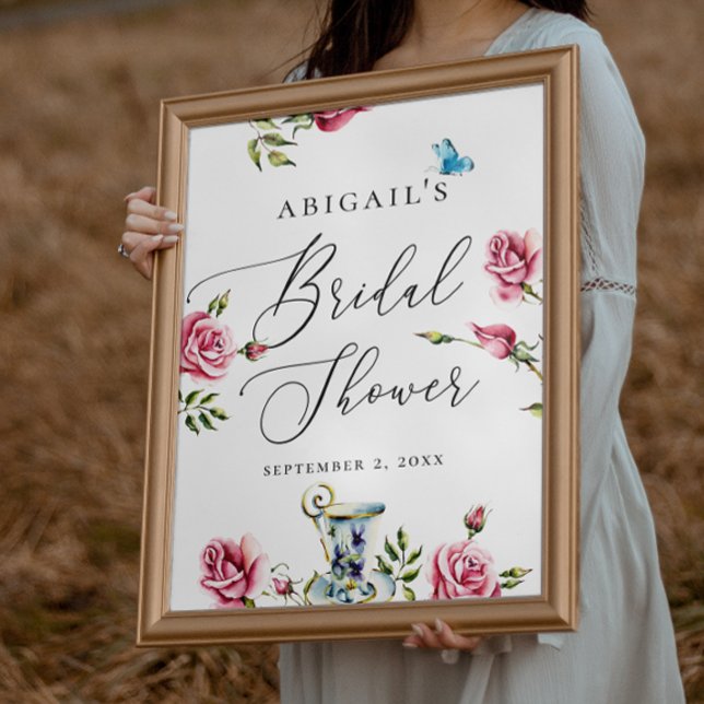 Romantic Rose & Butterfly Bridal Shower Welcome Poster (Creator Uploaded)