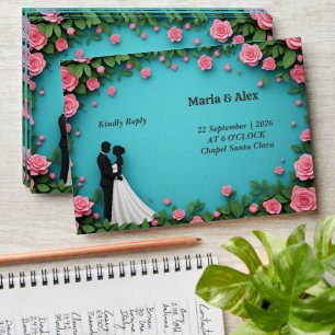 💍 Romantic Rose Couple Floral Wedding Suite Envelope