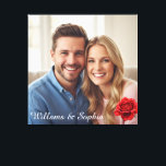 Romantic Rose Custom Couple Photo Anniversary Gift Canvas Print<br><div class="desc">Capture your most cherished memories with this customisable romantic canvas design. Perfect for couples, weddings, or anniversaries, it allows you to upload your own photo and personalise the text with names or special dates. Accented with a classic red rose, this elegant wall art makes a heartfelt keepsake or thoughtful gift....</div>
