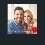 Romantic Rose Custom Couple Photo Anniversary Gift Canvas Print<br><div class="desc">Capture your most cherished memories with this customisable romantic canvas design. Perfect for couples, weddings, or anniversaries, it allows you to upload your own photo and personalise the text with names or special dates. Accented with a classic red rose, this elegant wall art makes a heartfelt keepsake or thoughtful gift....</div>