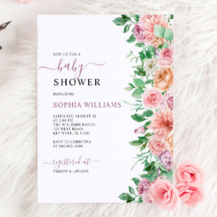 Romantic Rose Flowers  Baby Shower Invitation