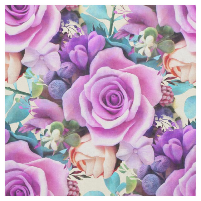 Romantic Rose Flowers Garden Fabric (Swatch)