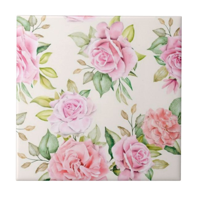 Romantic Rose Flowers Pattern-23799 Tile (Front)