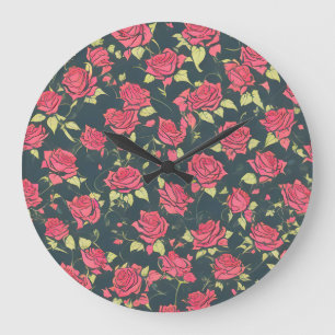 Romantic Rose Garden Large Clock