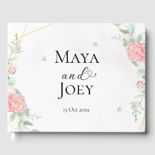 Romantic Rose Geometric Wedding Guest Book