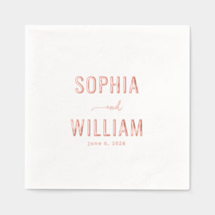 Romantic Rose Gold Calligraphy Foil Napkins