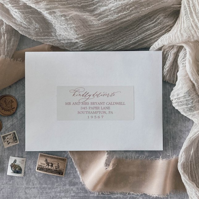 Romantic Rose Gold Calligraphy Guest Address Label (Creator Uploaded)