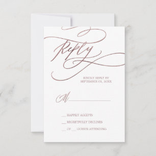 Romantic Rose Gold Calligraphy Simple RSVP Card