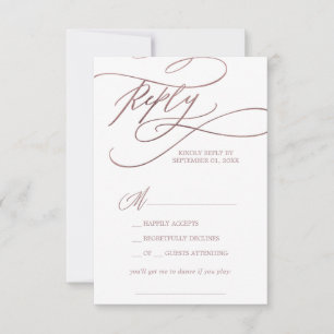Romantic Rose Gold Calligraphy Song Request RSVP Card